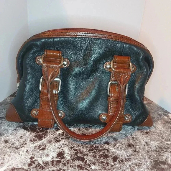 Danier | Super Cute Mini Handbag Black  and Brown Leather with Silver Hardware - Picture 2 of 16